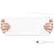 Macally Small USB Wired Keyboard for Mac and Windows - 78 Scissor Keys, 13 Shortcut Compatible Apple Keyboard - Mini Compact USB Computer Keyboard That Saves Space and Looks Great - Space Grey