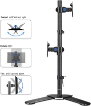 Suptek Dual LED LCD Monitor Stand up Desk Mount for 2 / Two Screens up to 32 inch Extra Tall 31.5" Pole Heavy Duty Fully Adjustable Stand Vertical Array (MD6802)
