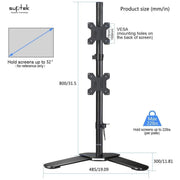 Suptek Dual LED LCD Monitor Stand up Desk Mount for 2 / Two Screens up to 32 inch Extra Tall 31.5" Pole Heavy Duty Fully Adjustable Stand Vertical Array (MD6802)