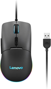 Lenovo 100 Wired USB Computer Mouse for PC, Laptop, Computer with Windows - Full-Size - Ambidextrous Design - 3 Buttons - Red Optical Sensor – Black
