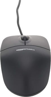 Amazon Basics 3-Button USB Wired Mouse with Responsive Tracking, Plug & Play, Compatible with Windows and Mac, Black