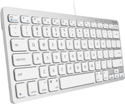 Macally Small USB Wired Keyboard for Mac and Windows - 78 Scissor Keys, 13 Shortcut Compatible Apple Keyboard - Mini Compact USB Computer Keyboard That Saves Space and Looks Great - Space Grey