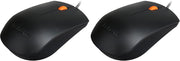 Lenovo 100 Wired USB Computer Mouse for PC, Laptop, Computer with Windows - Full-Size - Ambidextrous Design - 3 Buttons - Red Optical Sensor – Black