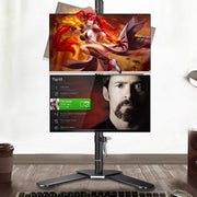 Suptek Dual LED LCD Monitor Stand up Desk Mount for 2 / Two Screens up to 32 inch Extra Tall 31.5" Pole Heavy Duty Fully Adjustable Stand Vertical Array (MD6802)