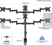 Suptek Dual LED LCD Monitor Stand up Desk Mount for 2 / Two Screens up to 32 inch Extra Tall 31.5" Pole Heavy Duty Fully Adjustable Stand Vertical Array (MD6802)