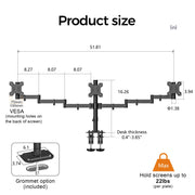 Suptek Dual LED LCD Monitor Stand up Desk Mount for 2 / Two Screens up to 32 inch Extra Tall 31.5" Pole Heavy Duty Fully Adjustable Stand Vertical Array (MD6802)