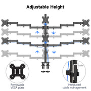Suptek Dual LED LCD Monitor Stand up Desk Mount for 2 / Two Screens up to 32 inch Extra Tall 31.5" Pole Heavy Duty Fully Adjustable Stand Vertical Array (MD6802)