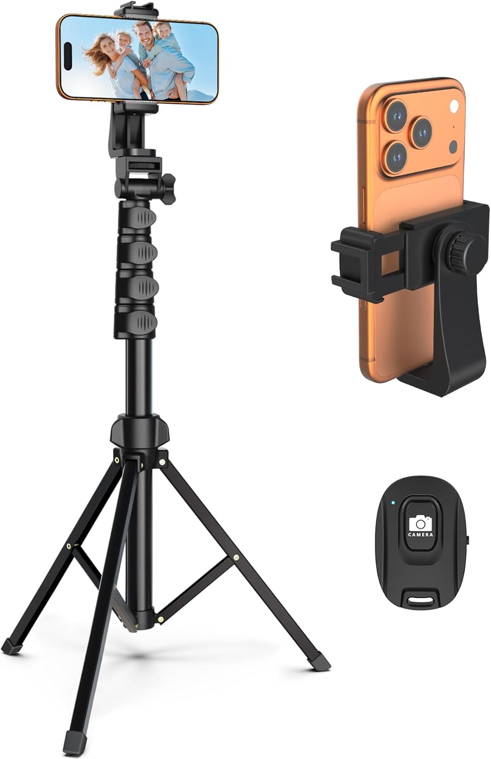 Liphisy 64” Tripod for Cell Phone & Camera with Remote and Phone Holder