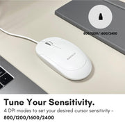 Macally USB Type C Mouse - Slim & Compact Design - USB C Mouse for MacBook Pro iMac PC etc. - Simple 3 Button & Scroll Wheel Layout with DPI Switch - Comfortable Plug & Play Apple Wired Mouse USBC