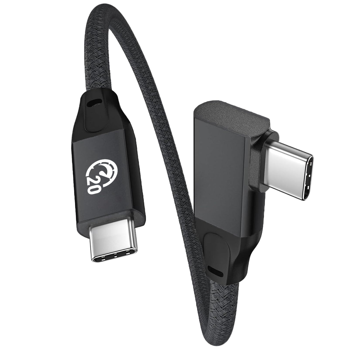 6 inch USB C to USB C Cable Right Angle, 0.5ft Short USB-C Cable 90 Degree