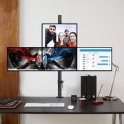 Suptek Dual LED LCD Monitor Stand up Desk Mount for 2 / Two Screens up to 32 inch Extra Tall 31.5" Pole Heavy Duty Fully Adjustable Stand Vertical Array (MD6802)