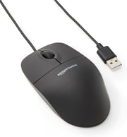 Amazon Basics 3-Button USB Wired Mouse with Responsive Tracking, Plug & Play, Compatible with Windows and Mac, Black