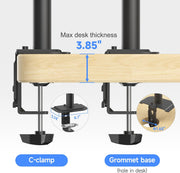 Suptek Dual LED LCD Monitor Stand up Desk Mount for 2 / Two Screens up to 32 inch Extra Tall 31.5" Pole Heavy Duty Fully Adjustable Stand Vertical Array (MD6802)