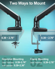 Dual Monitor Arm Desk Mount Fits Max 32 inch Screens, Holds 4.4 to 19.8lbs