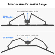 Suptek Dual LED LCD Monitor Stand up Desk Mount for 2 / Two Screens up to 32 inch Extra Tall 31.5" Pole Heavy Duty Fully Adjustable Stand Vertical Array (MD6802)