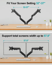 Dual Monitor Arm Desk Mount Fits Max 32 inch Screens, Holds 4.4 to 19.8lbs