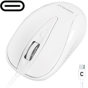Macally USB Type C Mouse - Slim & Compact Design - USB C Mouse for MacBook Pro iMac PC etc. - Simple 3 Button & Scroll Wheel Layout with DPI Switch - Comfortable Plug & Play Apple Wired Mouse USBC