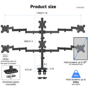 Suptek Dual LED LCD Monitor Stand up Desk Mount for 2 / Two Screens up to 32 inch Extra Tall 31.5" Pole Heavy Duty Fully Adjustable Stand Vertical Array (MD6802)