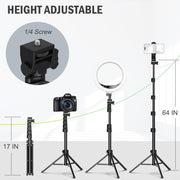 Liphisy 64” Tripod for Cell Phone & Camera with Remote and Phone Holder
