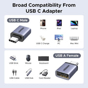 UGREEN USB to USB C Adapter Combo 4-Pack, 10Gbps Type C Converter