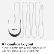 Macally USB Type C Mouse - Slim & Compact Design - USB C Mouse for MacBook Pro iMac PC etc. - Simple 3 Button & Scroll Wheel Layout with DPI Switch - Comfortable Plug & Play Apple Wired Mouse USBC