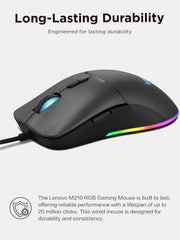 Lenovo 100 Wired USB Computer Mouse for PC, Laptop, Computer with Windows - Full-Size - Ambidextrous Design - 3 Buttons - Red Optical Sensor – Black