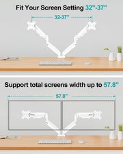 Dual Monitor Arm Desk Mount Fits Max 32 inch Screens, Holds 4.4 to 19.8lbs