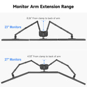 Suptek Dual LED LCD Monitor Stand up Desk Mount for 2 / Two Screens up to 32 inch Extra Tall 31.5" Pole Heavy Duty Fully Adjustable Stand Vertical Array (MD6802)