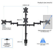 Suptek Dual LED LCD Monitor Stand up Desk Mount for 2 / Two Screens up to 32 inch Extra Tall 31.5" Pole Heavy Duty Fully Adjustable Stand Vertical Array (MD6802)
