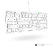 Macally Small USB Wired Keyboard for Mac and Windows - 78 Scissor Keys, 13 Shortcut Compatible Apple Keyboard - Mini Compact USB Computer Keyboard That Saves Space and Looks Great - Space Grey