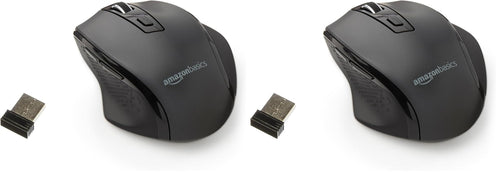 Amazon Basics Portable Wireless Computer Mouse, Ergonomic, 2.4 GHz Optical, DPI Adjustable, Easy to Use, Compatible With PC, Mac, Laptop, Black