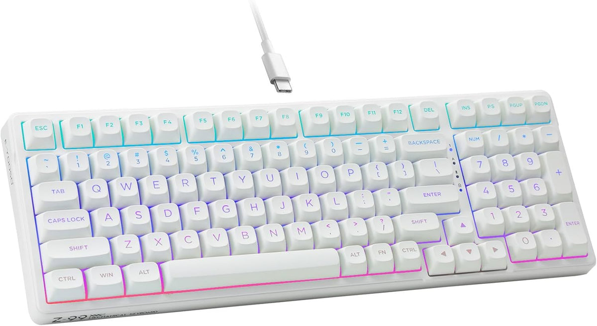 HUO JI E-Yooso Creamy Mechanical Keyboard Wired, RGB Backlit, White