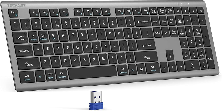 TECKNET Wireless Keyboard Rechargeable 2.4G Ultra-Slim, Comfortable Typing