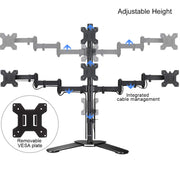 Suptek Dual LED LCD Monitor Stand up Desk Mount for 2 / Two Screens up to 32 inch Extra Tall 31.5" Pole Heavy Duty Fully Adjustable Stand Vertical Array (MD6802)