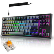TECWARE Phantom+ Elite 87 Key RGB Mechanical Gaming Keyboard | 3-Mode Wireless Bluetooth 5.0, 2.4GHz & USB-C Wired | Hot-Swappable 5-Pin | Double-Shot PBT Keycaps | Wraith Brown Switch - Black