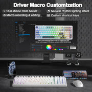 AULA F99 Wireless Mechanical Keyboard,Gasket Structure Hot Swappable Custom Keyboard,RGB Backlit,Creamy Sound,Side Printed PBT Keycaps,2.4GHz/USB-C/BT5.0 Computer Gaming Keyboards