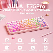 AULA F75 Pro Wireless Mechanical Keyboard,75% Hot Swappable Custom Keyboard with Knob,RGB Backlit,Pre-lubed Reaper Switches,Side Printed PBT Keycaps,2.4GHz/USB-C/BT5.0 Mechanical Gaming Keyboards
