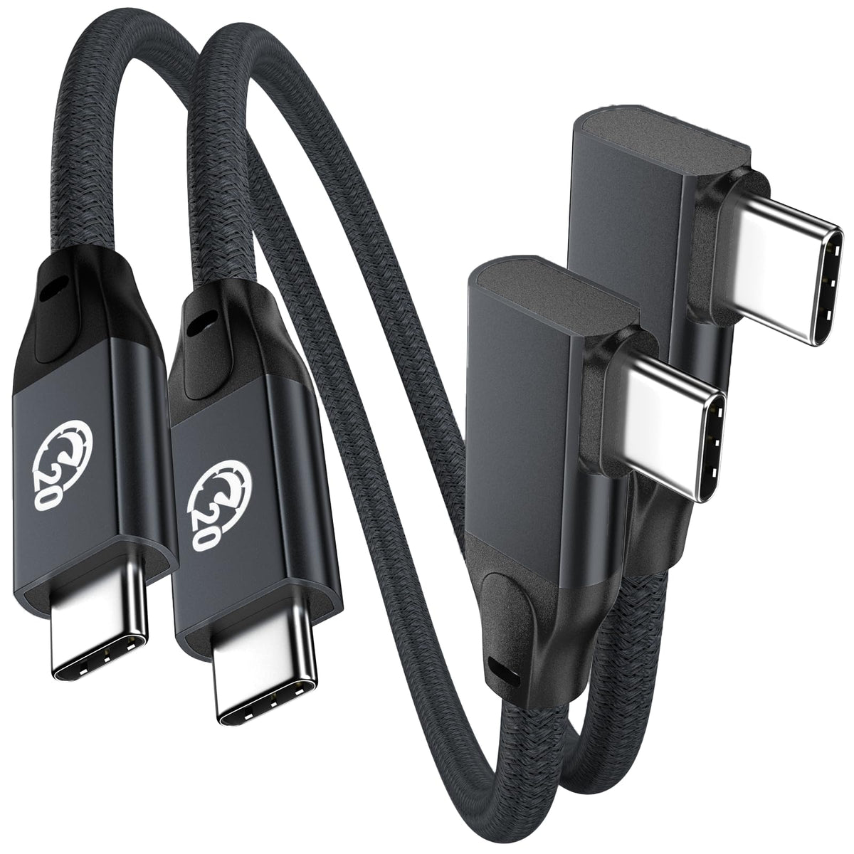 6 inch USB C to USB C Cable Right Angle, 0.5ft Short USB-C Cable 90 Degree