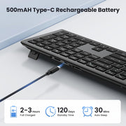 TECKNET Wireless Keyboard Rechargeable 2.4G Ultra-Slim, Comfortable Typing
