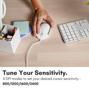 Macally USB Type C Mouse - Slim & Compact Design - USB C Mouse for MacBook Pro iMac PC etc. - Simple 3 Button & Scroll Wheel Layout with DPI Switch - Comfortable Plug & Play Apple Wired Mouse USBC