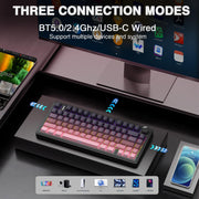 AULA F75 Pro Wireless Mechanical Keyboard,75% Hot Swappable Custom Keyboard with Knob,RGB Backlit,Pre-lubed Reaper Switches,Side Printed PBT Keycaps,2.4GHz/USB-C/BT5.0 Mechanical Gaming Keyboards