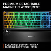 SteelSeries USB Apex 5 Hybrid Mechanical Gaming Keyboard – Per-Key RGB Illumination – Aircraft Grade Aluminum Alloy Frame – OLED Smart Display (Hybrid Blue Switch)