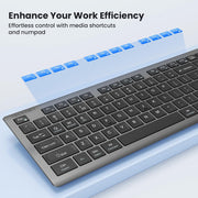 TECKNET Wireless Keyboard Rechargeable 2.4G Ultra-Slim, Comfortable Typing
