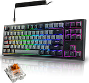 TECWARE Phantom+ Elite 87 Key RGB Mechanical Gaming Keyboard | 3-Mode Wireless Bluetooth 5.0, 2.4GHz & USB-C Wired | Hot-Swappable 5-Pin | Double-Shot PBT Keycaps | Wraith Brown Switch - Black
