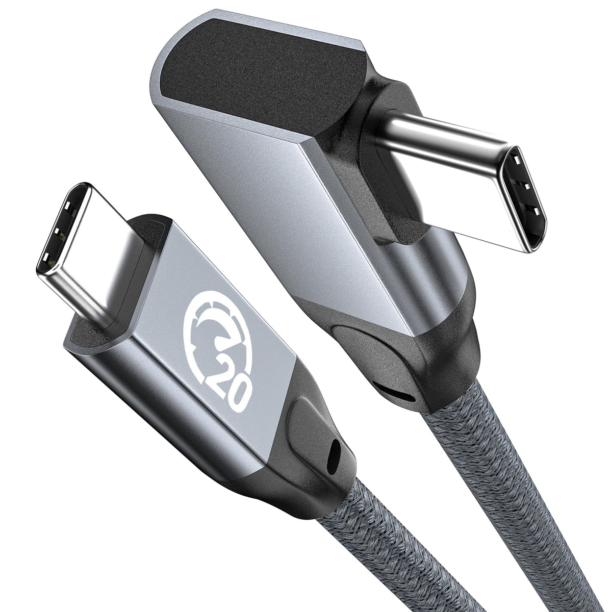 6 inch USB C to USB C Cable Right Angle, 0.5ft Short USB-C Cable 90 Degree