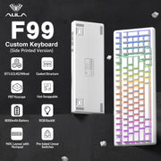 AULA F99 Wireless Mechanical Keyboard,Gasket Structure Hot Swappable Custom Keyboard,RGB Backlit,Creamy Sound,Side Printed PBT Keycaps,2.4GHz/USB-C/BT5.0 Computer Gaming Keyboards