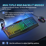 Redragon S101M-KS Gaming Keyboard and Mouse Wireless with Tri-Mode, RGB Keyboard and 4800 DPI Gaming Mouse, 10 Independent Multimedia Keys for Wins, PC, Computer, Wireless S101 Ideal for Gamer
