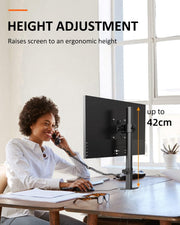 Suptek Dual LED LCD Monitor Stand up Desk Mount for 2 / Two Screens up to 32 inch Extra Tall 31.5" Pole Heavy Duty Fully Adjustable Stand Vertical Array (MD6802)
