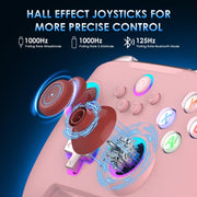 Moonag Wireless PC Controller with Hall Effect Joystick, 2.4G Wireless & Wired 1000Hz Polling Rate, Turbo & Dual Vibration, RGB Lighting, Gaming Controller for PC/Switch/iOS/Android, Black