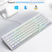 HUO JI E-Yooso Creamy Mechanical Keyboard Wired, RGB Backlit, White